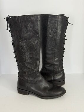 Sofft Women's Sharnell Black Leather Lace-Back Knee-High Women's Boots Size 9.5M